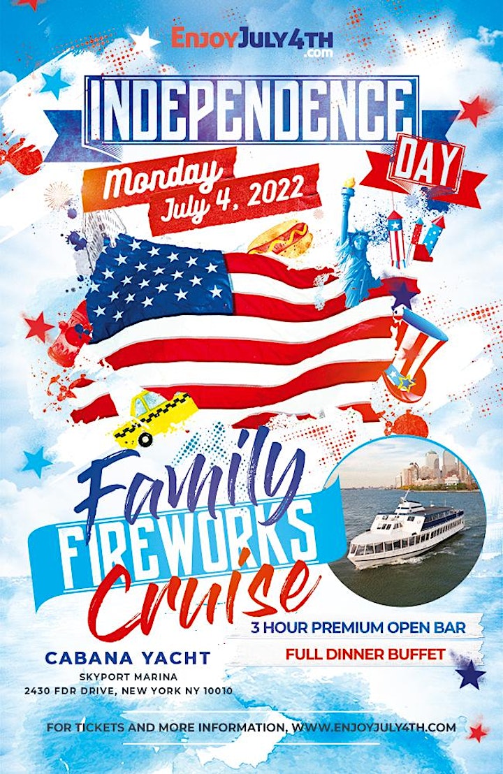 4th of July Family Fireworks Cruise Independence Day 2022 I Cabana Yacht image