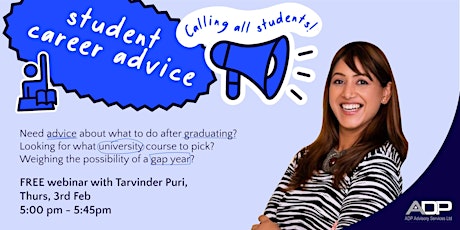 Student Career Advice with Tarvinder Puri tickets