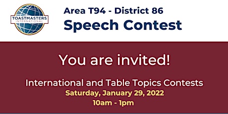Area T94 International and Table Topics Speech Contest tickets
