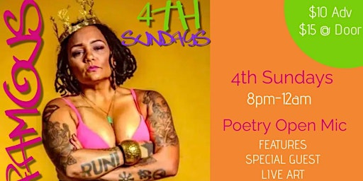Famous 4th Sunday Poetry Open Mic Nite @ApacheXLR by Grammy Nod Queen Sheba