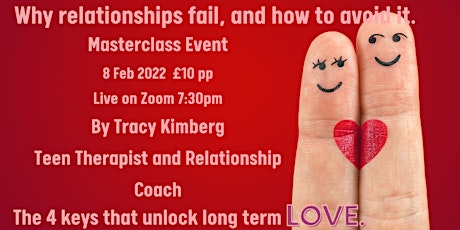 Why relationships fail, and how to avoid it- Masterclass event live on Zoom tickets