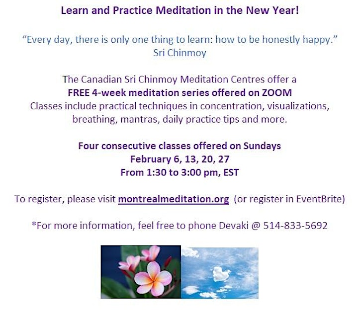 Free Online Meditation Course, Sunday afternoons, starts Feb 6 image