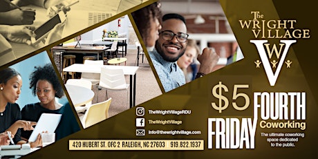 $ 5 Fourth Friday Coworking & Happy Hour to follow tickets