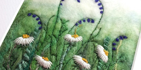 Felted floral garden and hedgerows - needle felted and embroidered picture tickets