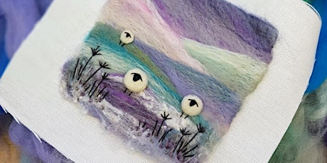Felting a Winter Landscape - needle felted and embroidered picture tickets