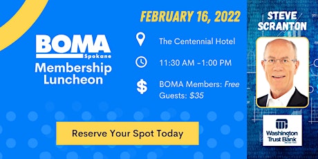 BOMA Spokane February Membership Luncheon with Steve Scranton tickets