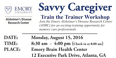 Train the Trainer Savvy Caregiver Workshop 2016 primary image