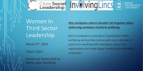 Women In Third Sector Leadership. Workplace Culture and Workplace Wellbeing primary image