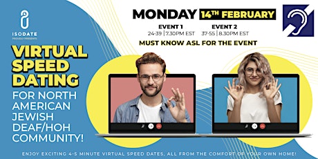 Isodate's Deaf/Hard-of-hearing Jewish Virtual Speed Dating tickets