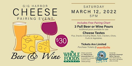 Gig Harbor Cheese Pairing Event: Beer & Wine tickets