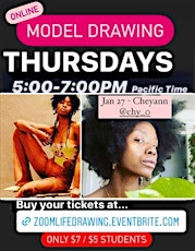 ONLINE Quick Sketch Life Drawing with a Live Model - ONLY $7 / $5 Students tickets