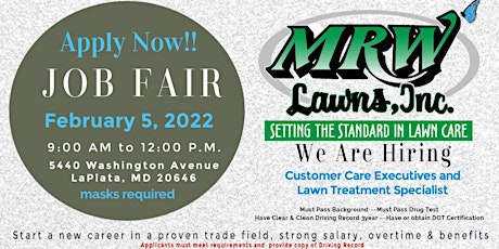 MRW Lawns Inc. -  Hiring Event tickets
