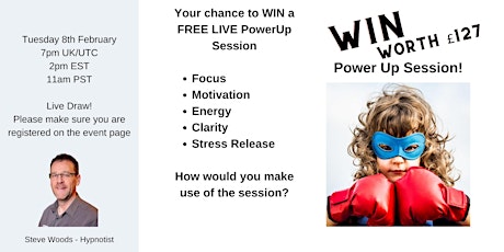 Win a FREE PowerUp Hypnosis Session tickets