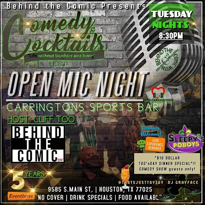 FREE Comedy & Cocktails-Open Mic & Show image