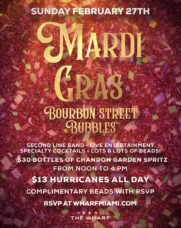 Mardi Gras Bourbon Street Bubbles at The Wharf Miami! image
