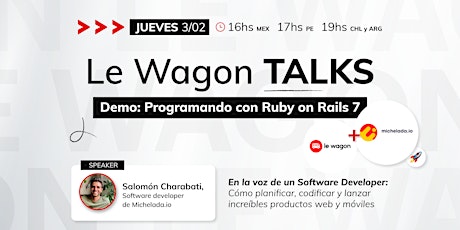 Le Wagon Talk: Programando con Ruby on Rails 7 tickets