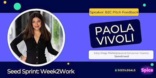 Imagem principal do evento Week2Work: Live pitch feedback with Paola Vivoni, Investor at Speedinvest