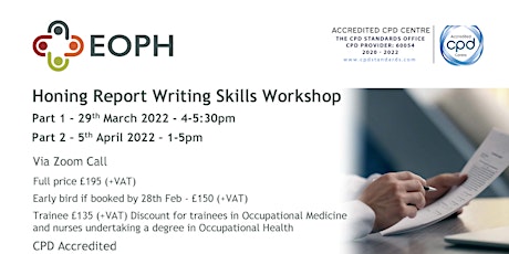 Honing Report Writing Skills Workshop 29th March and 5th April 2022 primary image