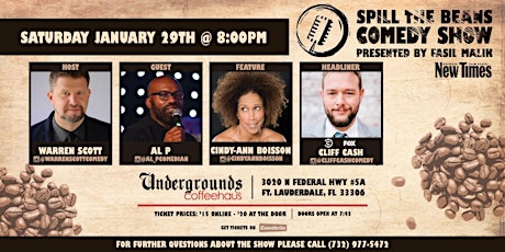 Spill The Beans Comedy Show starring Cliff Cash tickets