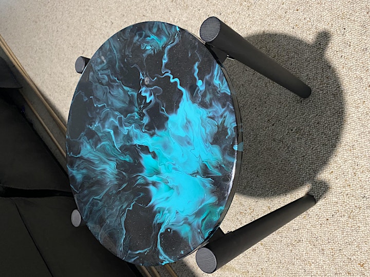 Paint Pouring Side Table or Cheese Board Class image