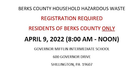 Berks County Household Hazardous Waste Collection - Spring 2022