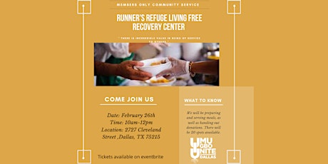 UIU Dallas Presents - Runners Refuge Volunteer Event - (Members Only) tickets