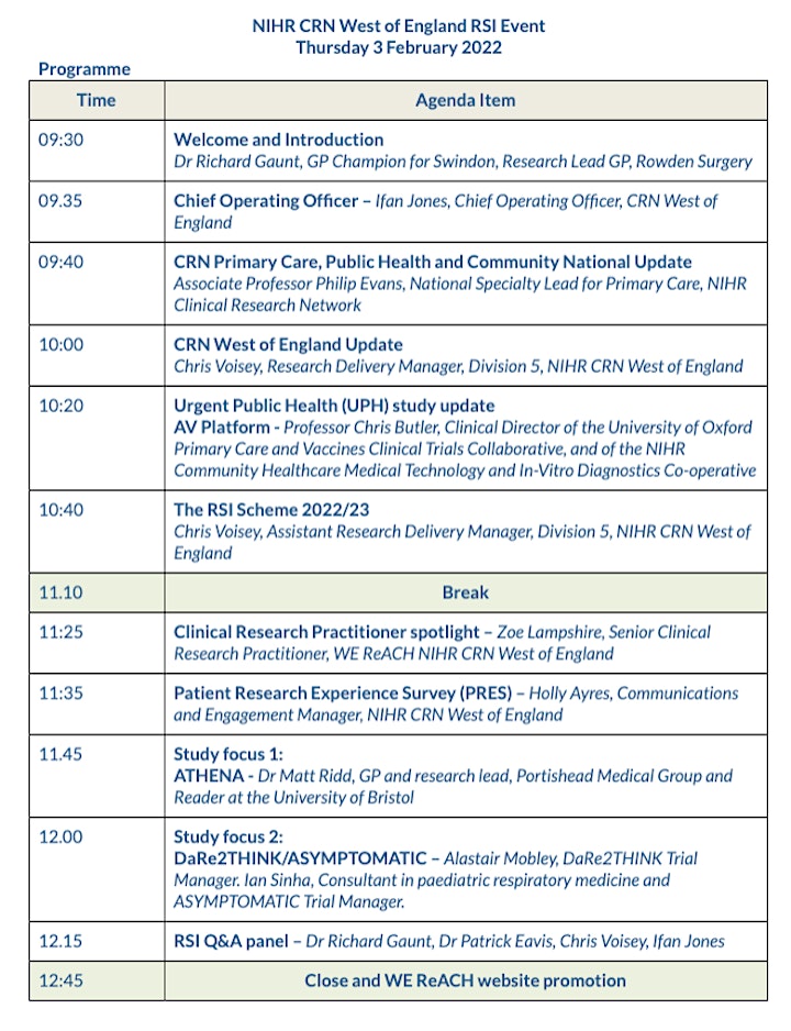 NIHR Clinical Research Network West of England RSI Event 2022 image