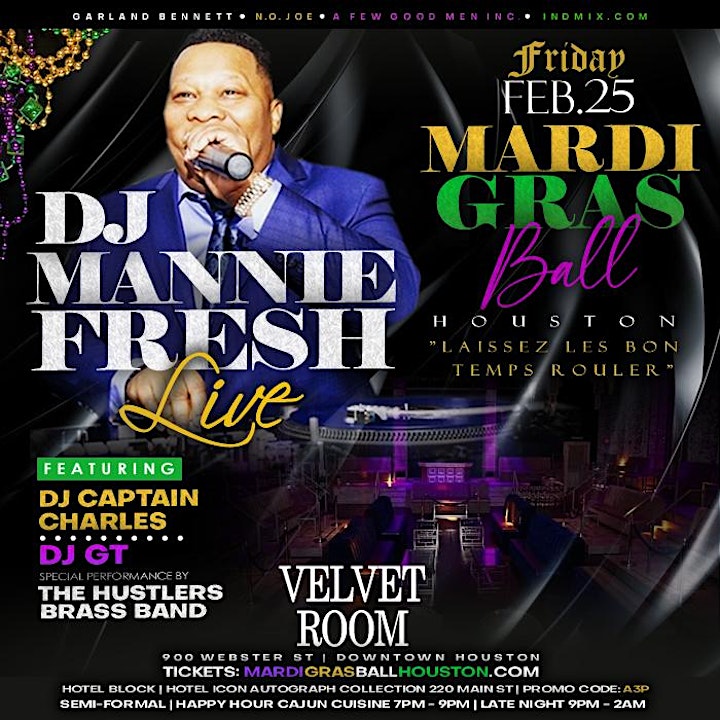 Mardi Gras Ball Houston feat DJ Mannie Fresh, Captain Charles & More.... image