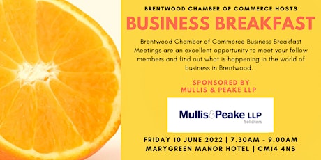 June 2022 Brentwood Chamber of Commerce Business Breakfast tickets