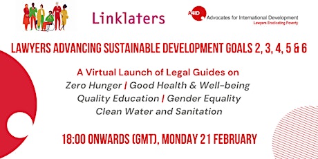 Primaire afbeelding van Lawyers Advancing Sustainable Development Goals 2,3,4, 5 & 6