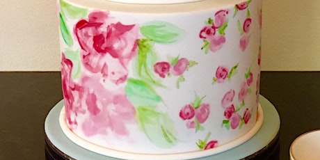 Water Colour Painted Roses Cake primary image