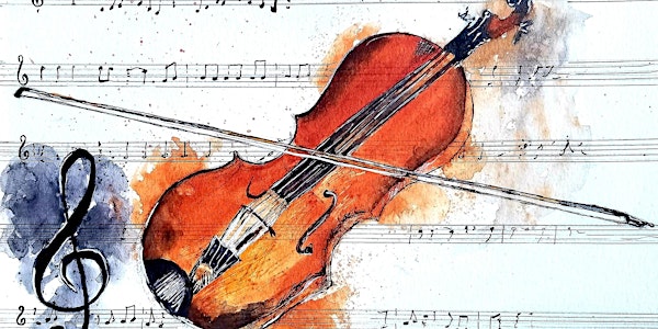 VIOLIN ILLUSTRATION WITH PEN & WATERCOLOR ON JAN 29, 2022 (ONLY 3 SEATS )!!