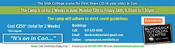 Campa Spraoi - Summer Camp for 12 to 14 year olds. Booking Deposit. image