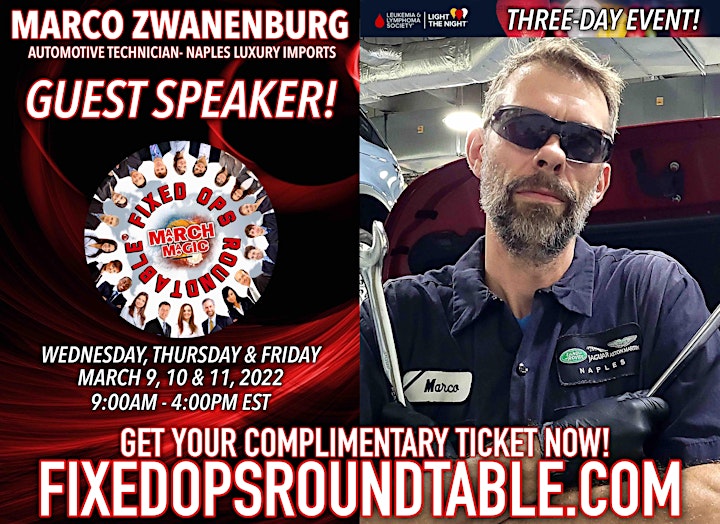 Ted Ings Presents FIXED OPS ROUNDTABLE: March Magic! 3-Day Virtual Event image