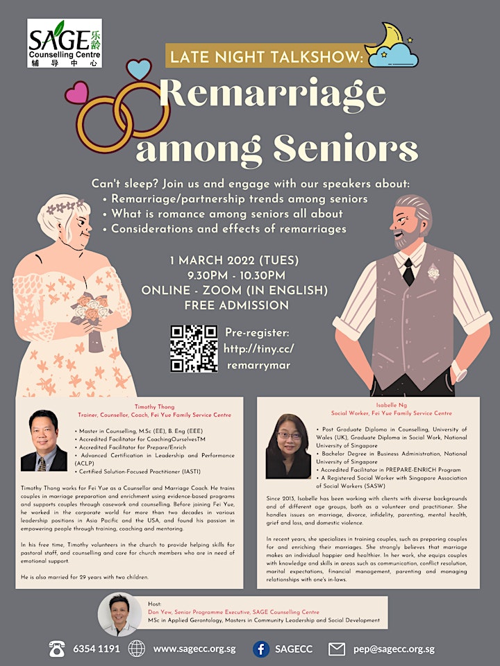 [Free Public Online Night Talk] Remarriage Among Seniors image