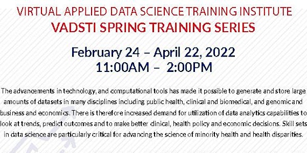 Virtual Applied Data Science Training Institute (VADSTI) Training Series