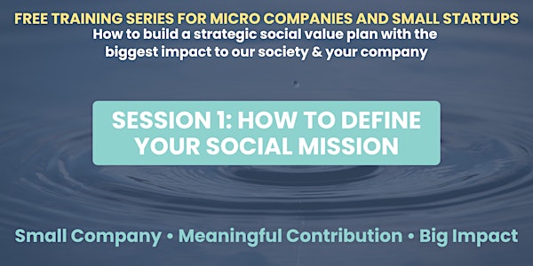 Free Training for Micro Companies & Small Startups: Your Social Mission