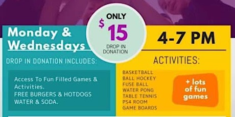 This is Drop In Sports for teens ages 10-18.   Socialize and Play tickets