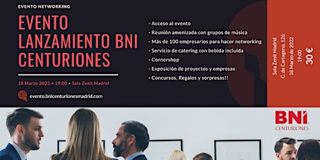 Imagen principal de Evento de Networking BNI CENTURIONES ¡¡el Lanzamiento!! +100 Empresarios