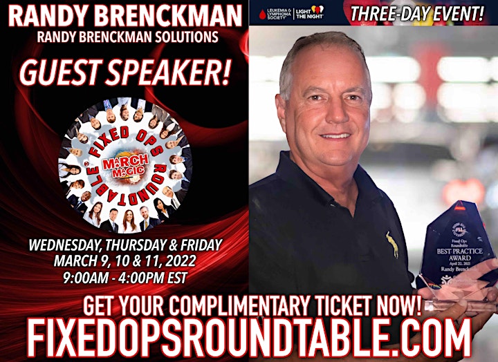 Ted Ings Presents FIXED OPS ROUNDTABLE: March Magic! 3-Day Virtual Event image