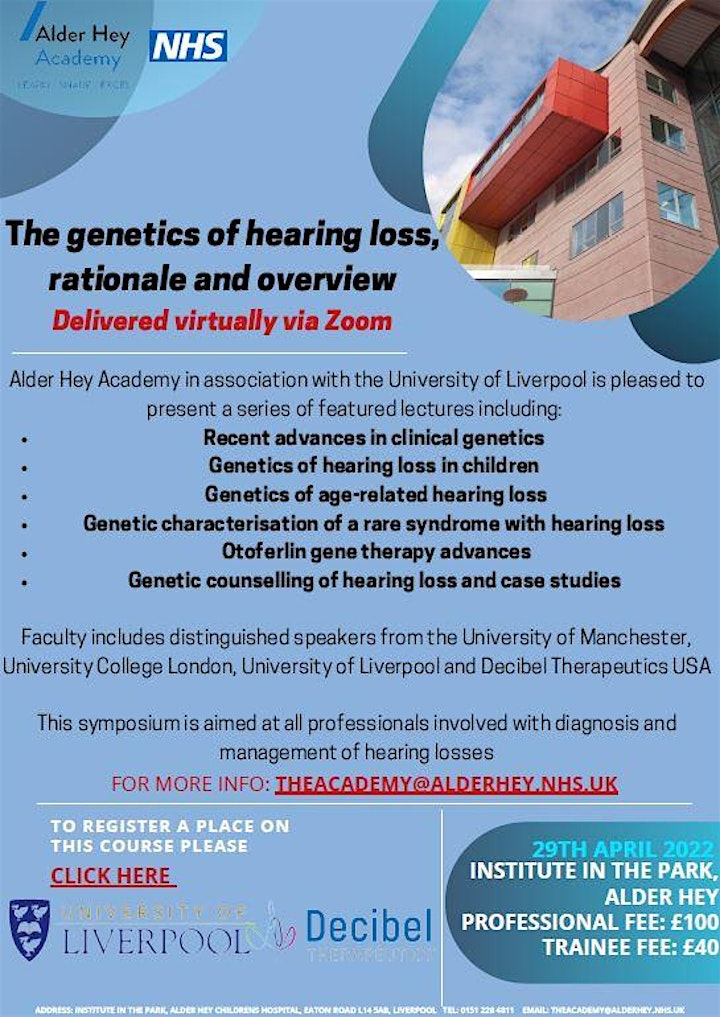 The genetics of hearing loss, rationale and overview image