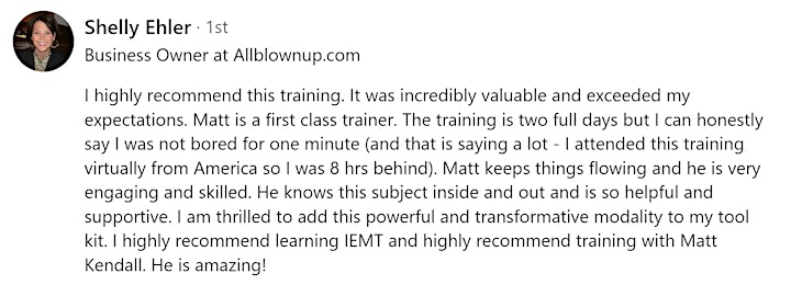 IEMT Online Practitioner Training with Matt Kendall image