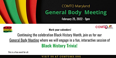 COMTO Maryland General Body Meeting primary image