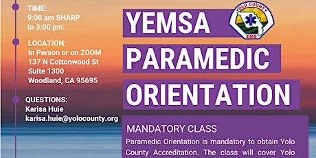 YEMSA: Paramedic Orientation for Accreditation - On Zoom tickets