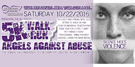 Angels Against Abuse 5K Walk & Run 2016 primary image