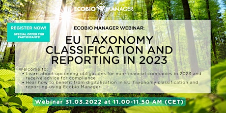 Webinar: EU Taxonomy classification and reporting requirements in 2023 primary image