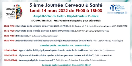5ème Journée Cerveau & Santé au CHU de Nice - SDC 2022 primary image