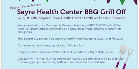 Sayre Health Center BBQ Grill Off primary image