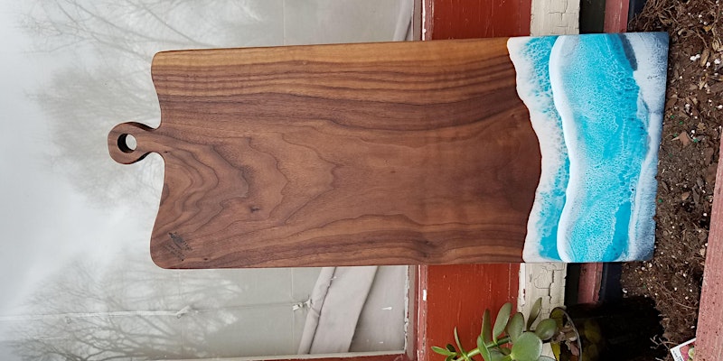 ocean epoxy charcuterie board