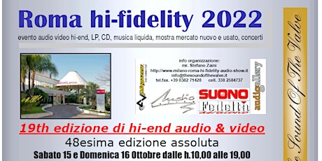 Roma hi-fidelity 2022, la rassegna più importante hi-end, FREE ENTRY tickets